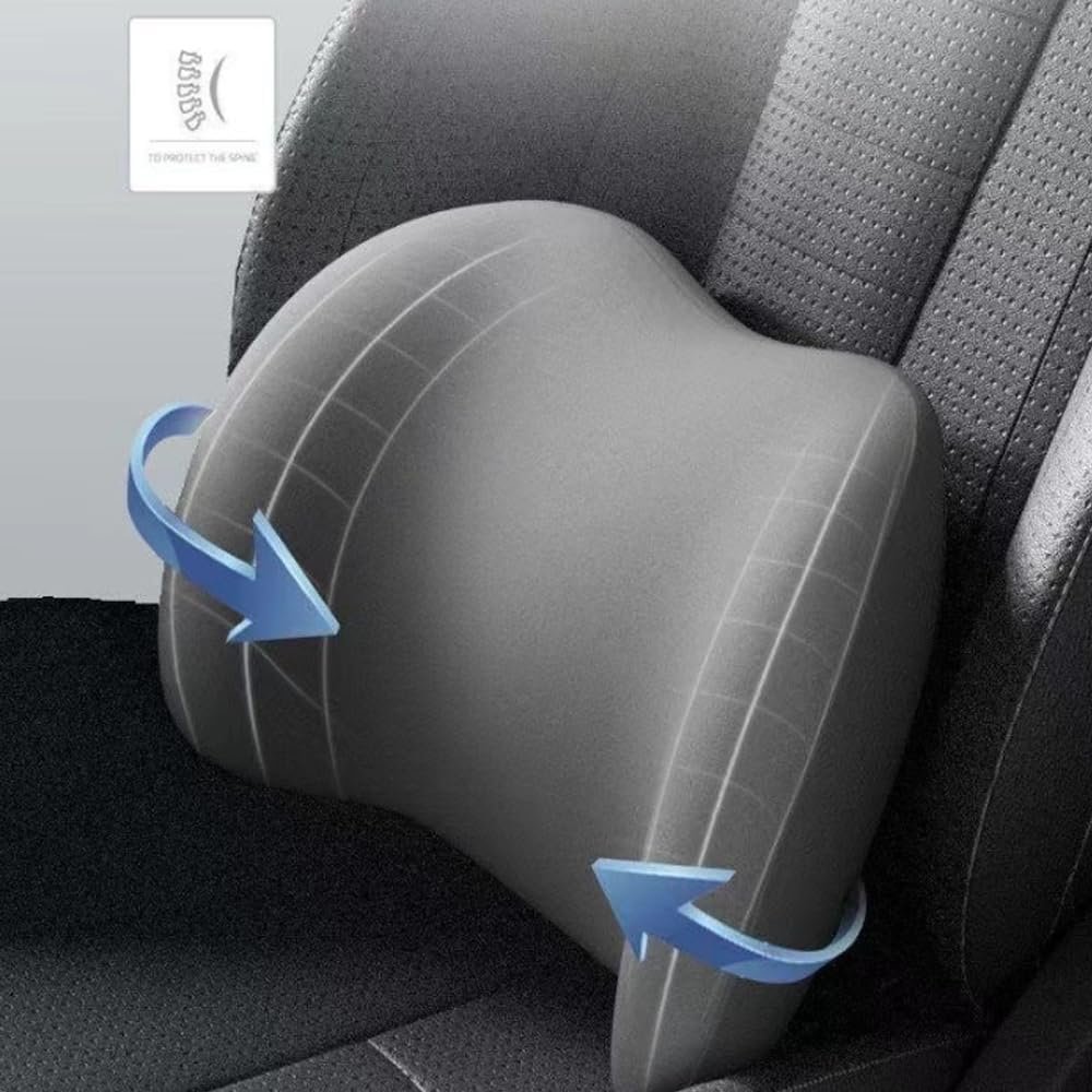 Car Headrest & Lumbar Support Cushion, New Car Lumbar Support Pillow and Car Neck Pillow Kit, Ergonomic Car Seat Headrest & Lumbar Cushion for Neck Back Pain Relief (Pink) - Image 2
