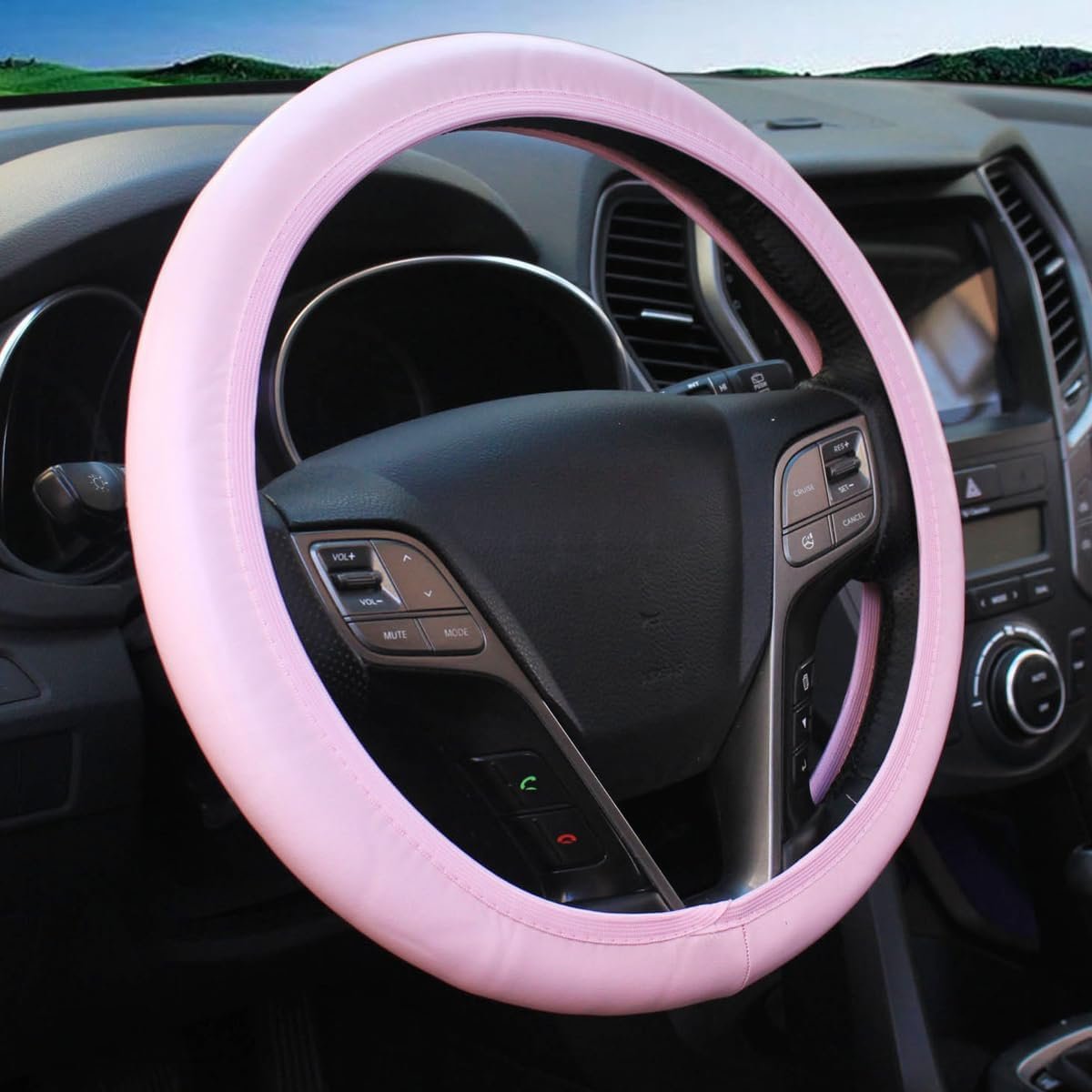 Car Steering Wheel Cover, Leather, Car Steering Wheel Cover, Faux Leather, Soft Microfibre, Steering Wheel Cover, Universal Soft Microfibre, Breathable, Steering Wheel Covers for Women and Men - Image 2