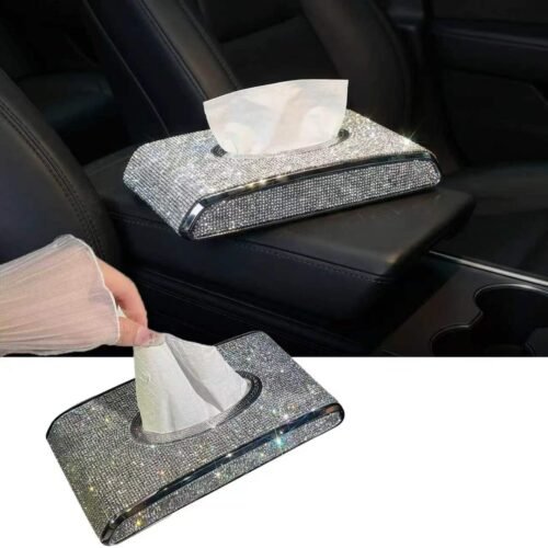 Car Tissue Holder, Tissue Box Holder for Car Armrest, White