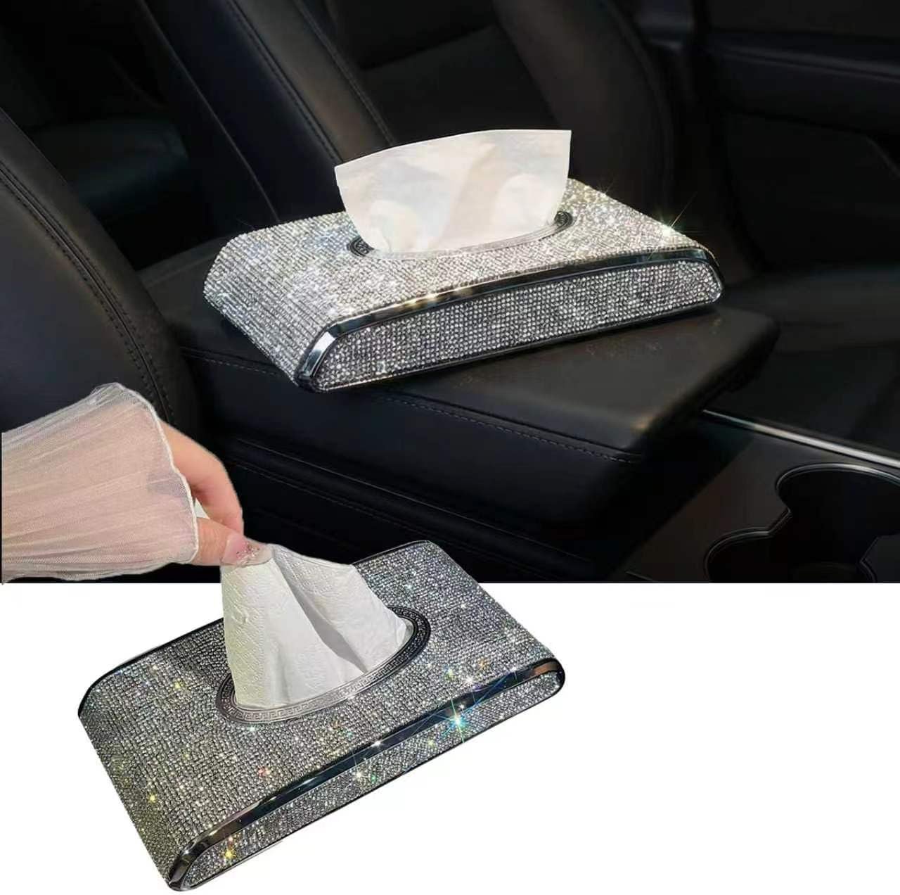 Car Tissue Holder, Tissue Box Holder for Car Armrest, White