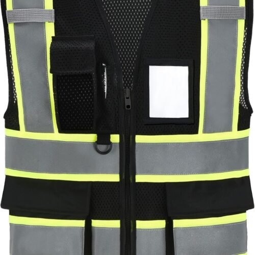 Mesh High Vis Vest, Reflective Construction Vest with Pockets