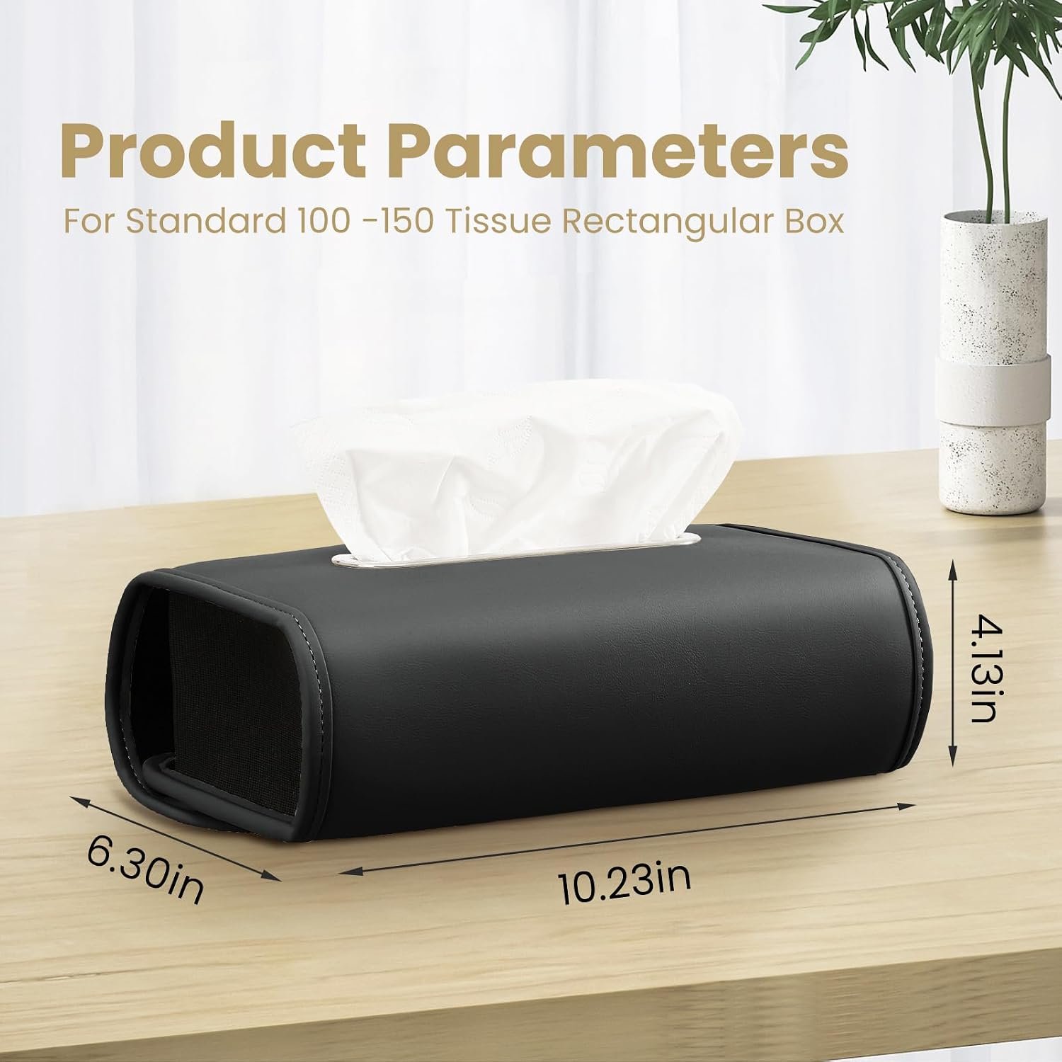 Large Car Tissue Holder, Refill Easily Clamshell Opening, Black 1PC - Image 2