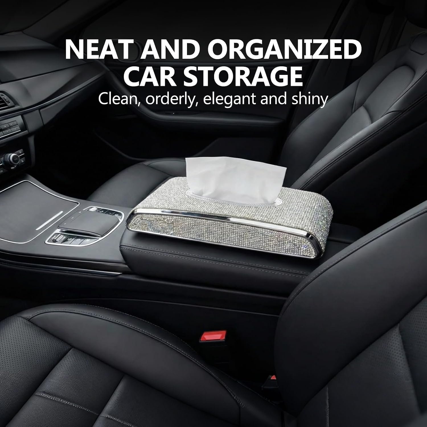 Car Tissue Holder, Tissue Box Holder for Car Armrest, White - Image 2