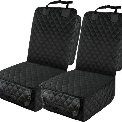 Waterproof Front Seat Car Cover 2 Pack, Full Protection Dog Car Seat Cover with Side Flaps, Nonslip Scratchproof Front Seat Cover Fits for Cars, Trucks, SUVs, Jeep …