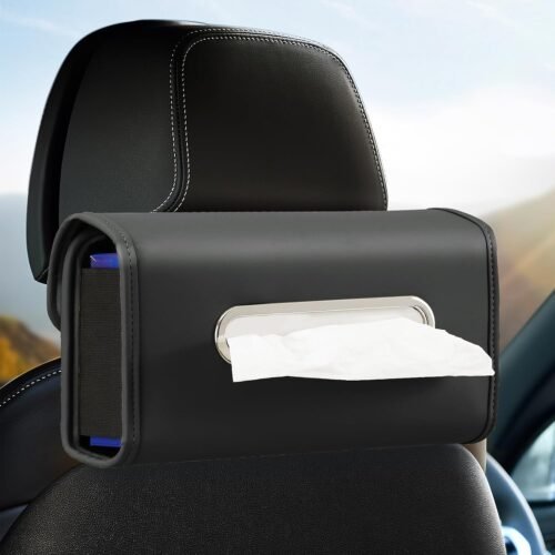Large Car Tissue Holder, Refill Easily Clamshell Opening, Black 1PC