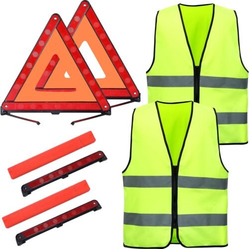 2-Pack Emergency Warning Triangle with Reflective Safety Vest