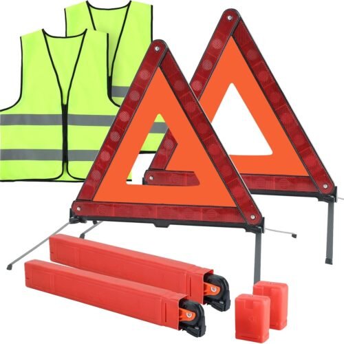 2 Pack Emergency Triangle + 2 Pack Reflective Vest