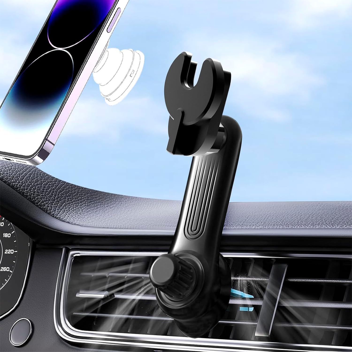 Universal Magnetic Car Phone Mount with Rotating Air Vent Clip Stand for Vehicles