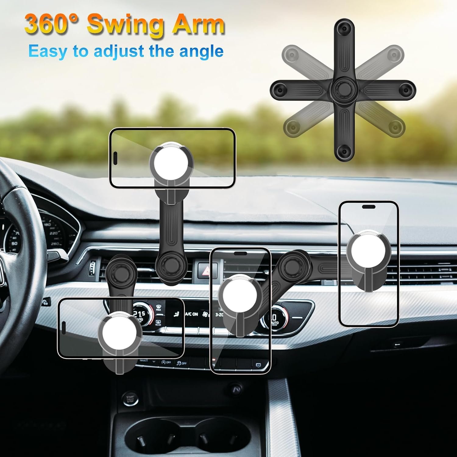 Universal Magnetic Car Phone Mount with Rotating Air Vent Clip Stand for Vehicles - Image 2